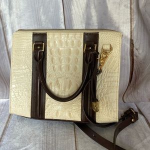 Brahmin small crossbody cream and brown bag